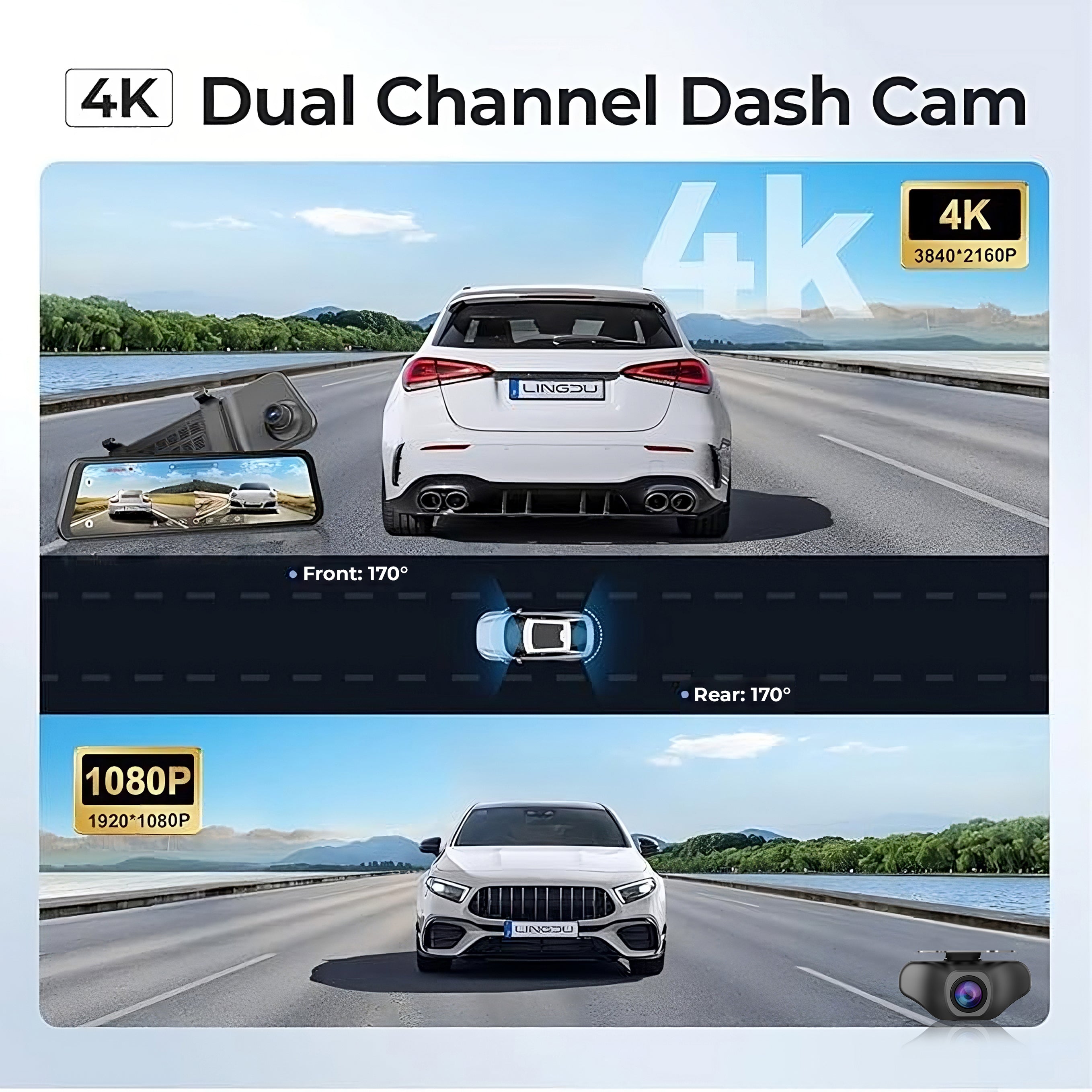 Lingdu LD4K Mirror Dash Cam